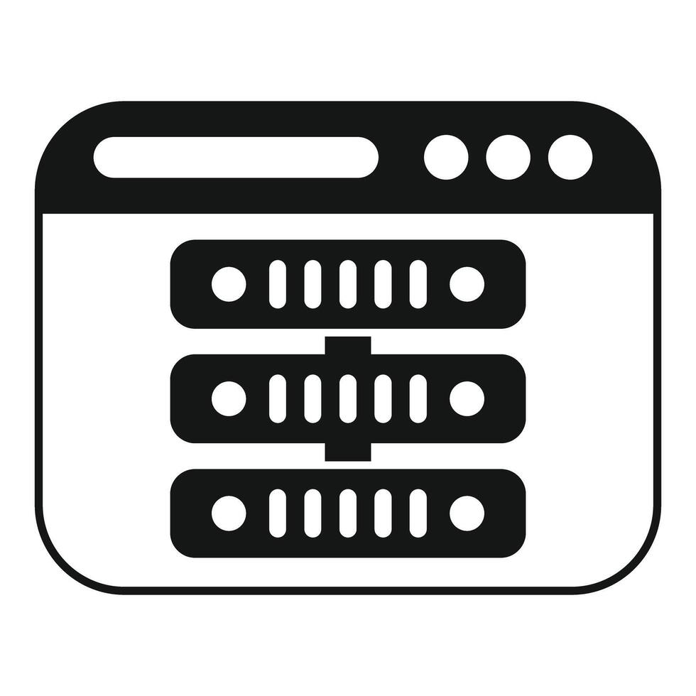 Website browser with server racks and database hosting vector