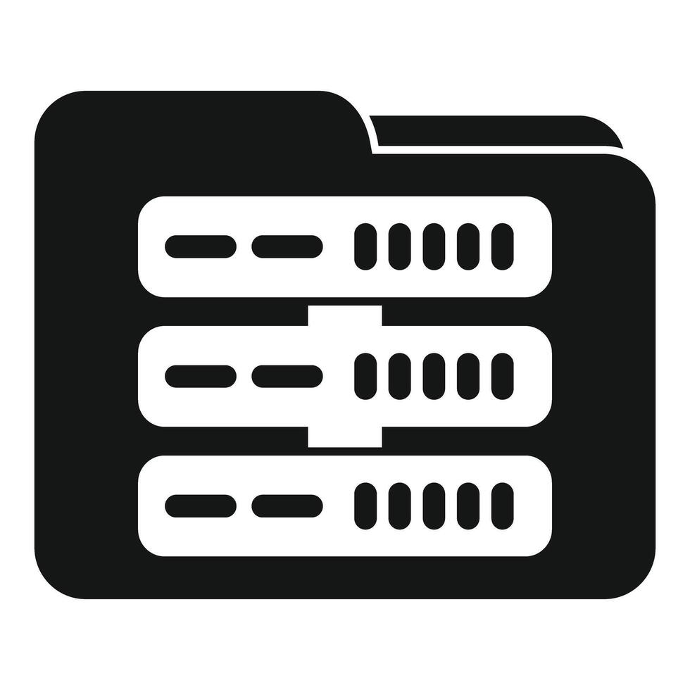 Folder icon showing server racks storing data vector