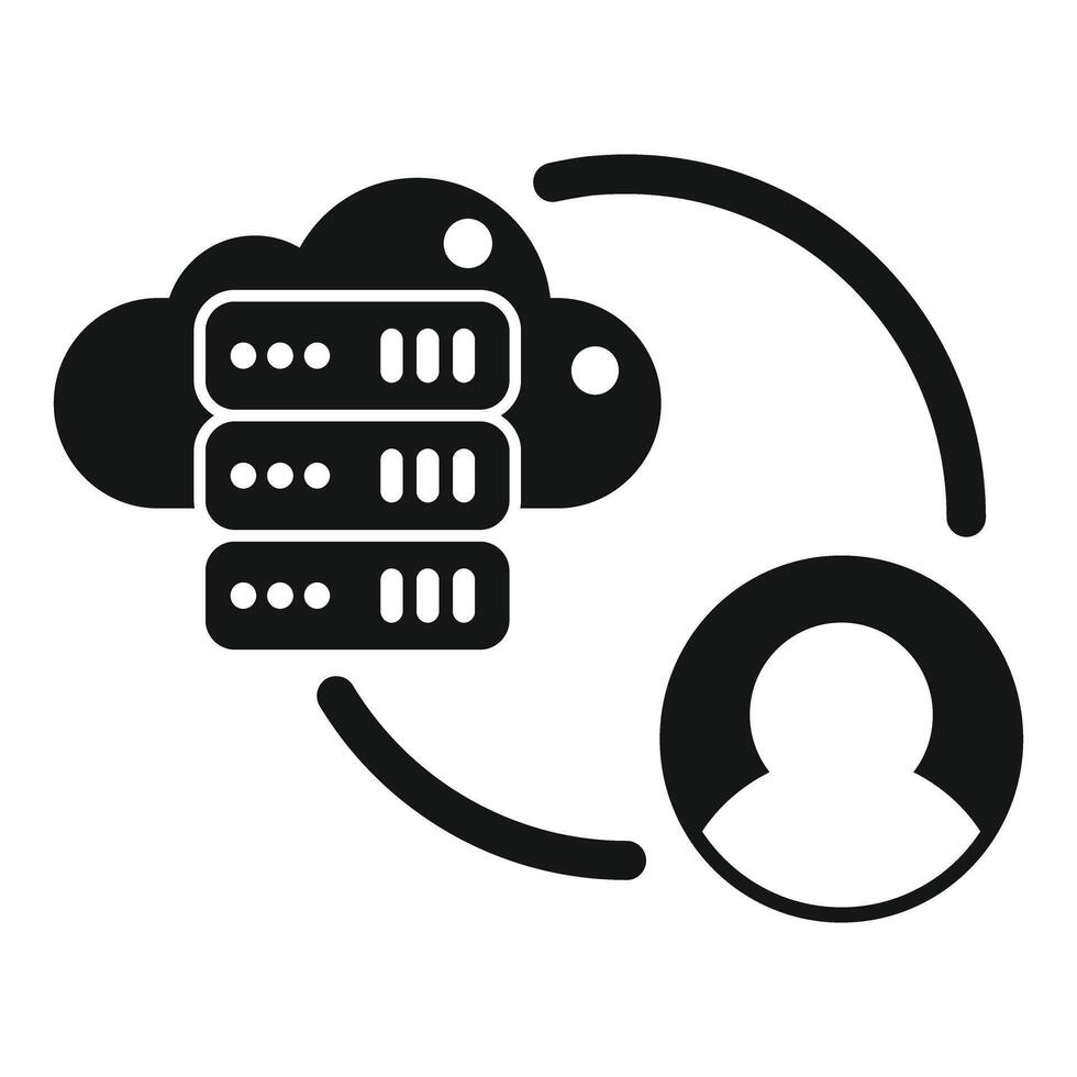 nube informática datos servidor conectando a usuario icono vector