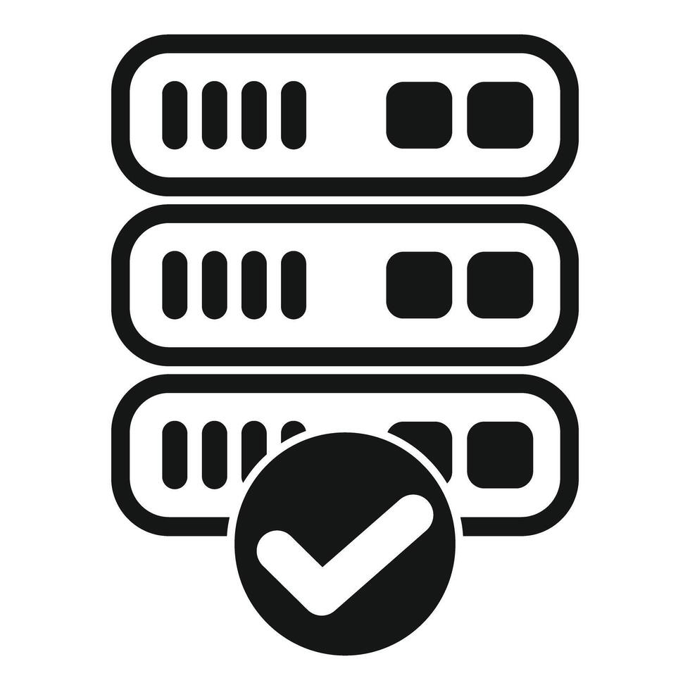 Server rack database hosting successful verification icon vector