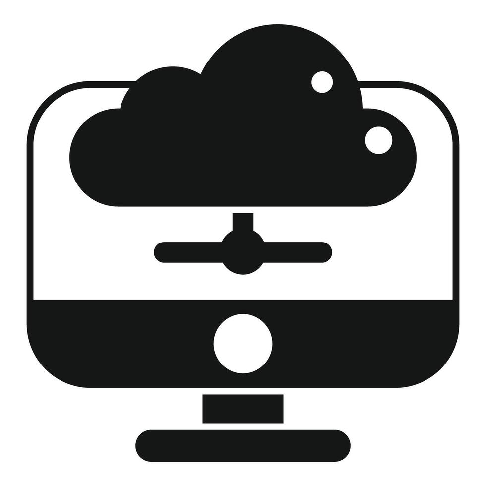Cloud computing storing data on desktop screen vector