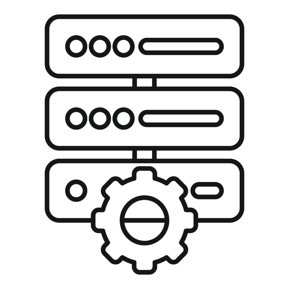 Server rack data management and network configuration icon vector
