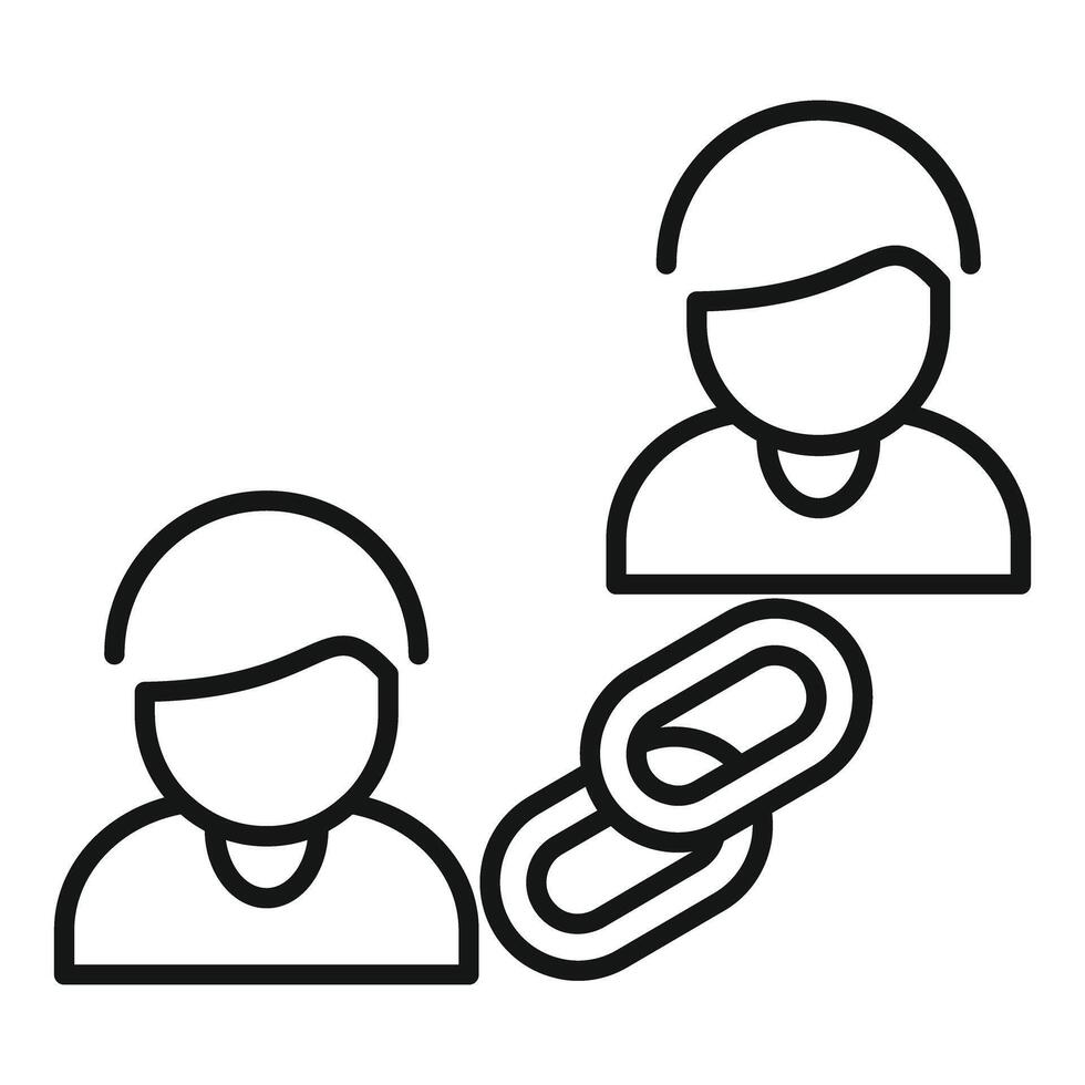 Two people line icon representing network connection vector