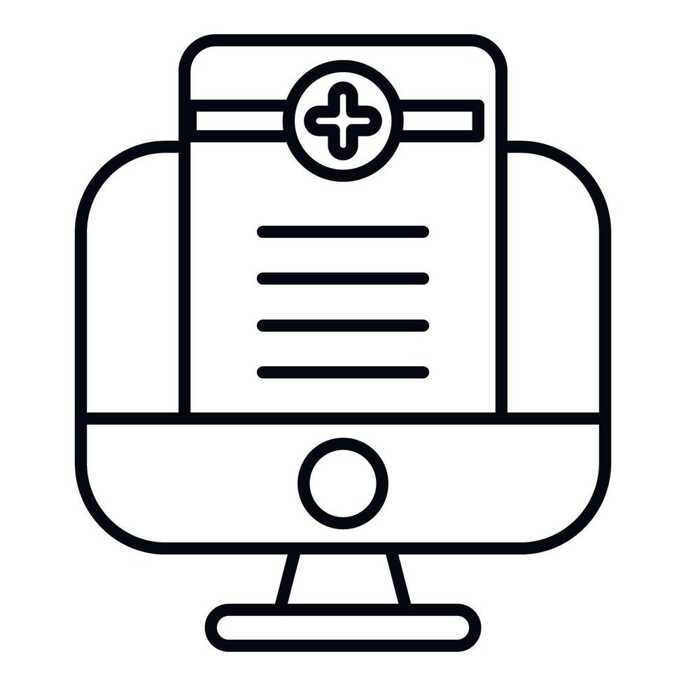 computadora monitor mostrando en línea médico grabar documento vector