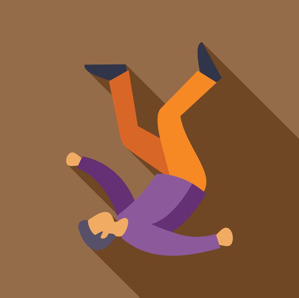 Falling man concept creating gravity shadow flat design vector