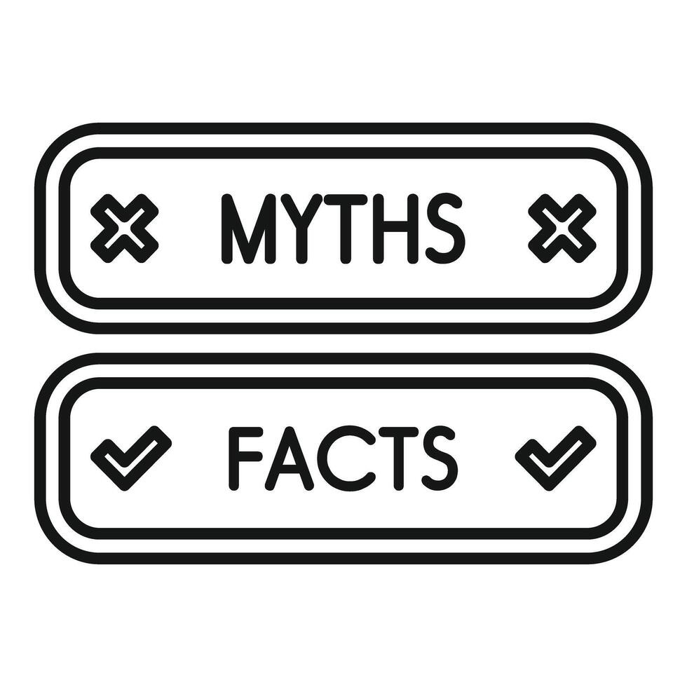 Comparing myths and facts, finding true and false information vector