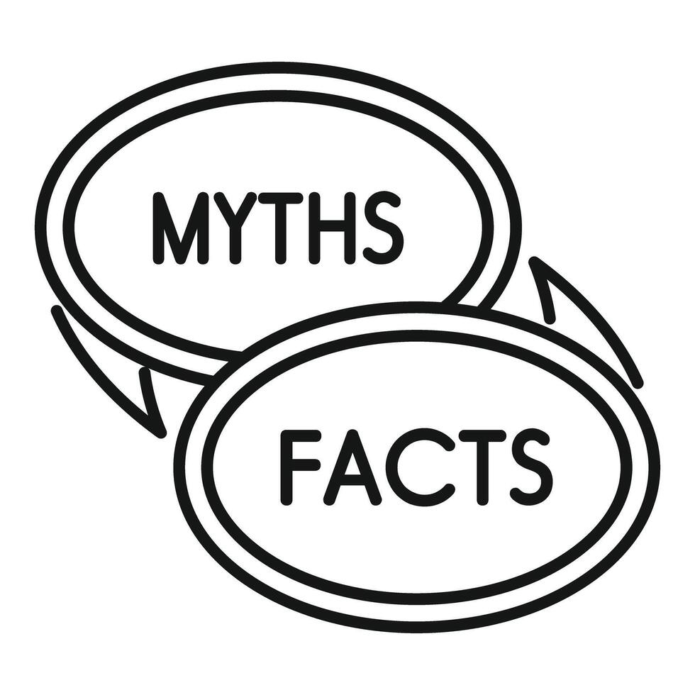 Comparing myths and facts with contrasting speech bubbles vector