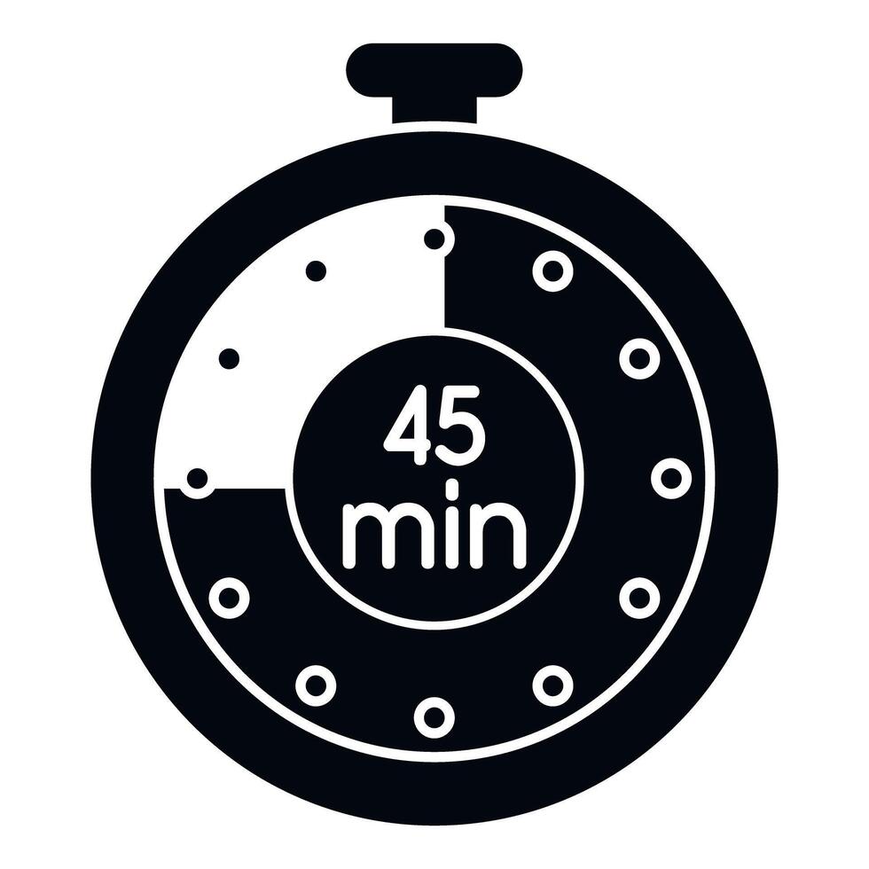 Stopwatch icon displaying a 45 minute duration timer vector