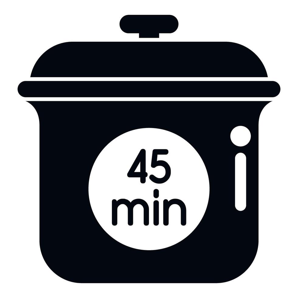Slow cooker preparing meal with timer setting vector