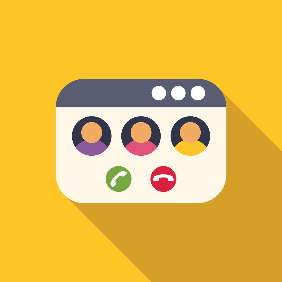 Desktop window displaying an online conference call vector