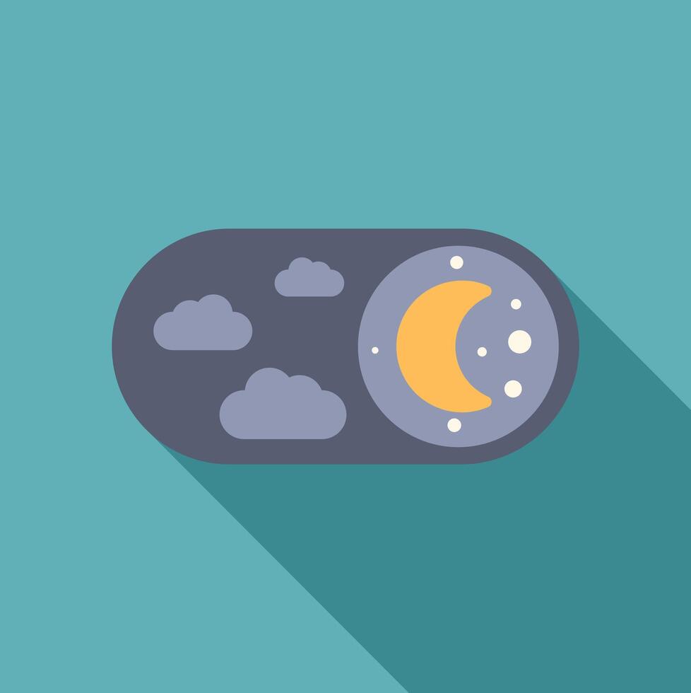 Night mode toggle switch enabling dark interface concept vector