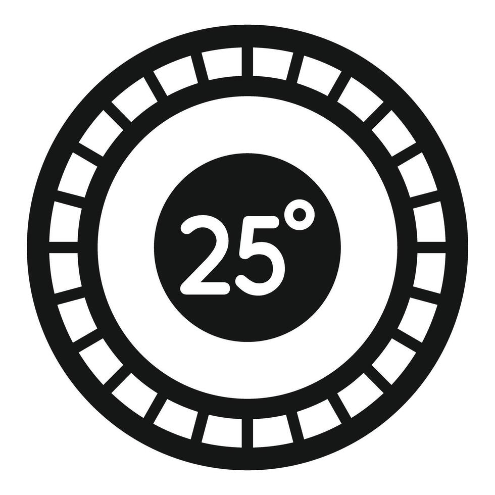 Climate control dial showing 25 degrees temperature setting vector
