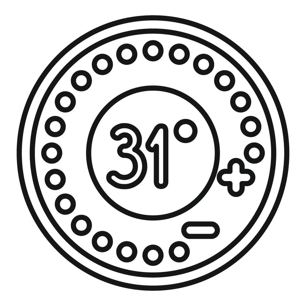 Smart home thermostat displaying 31 degrees temperature setting vector