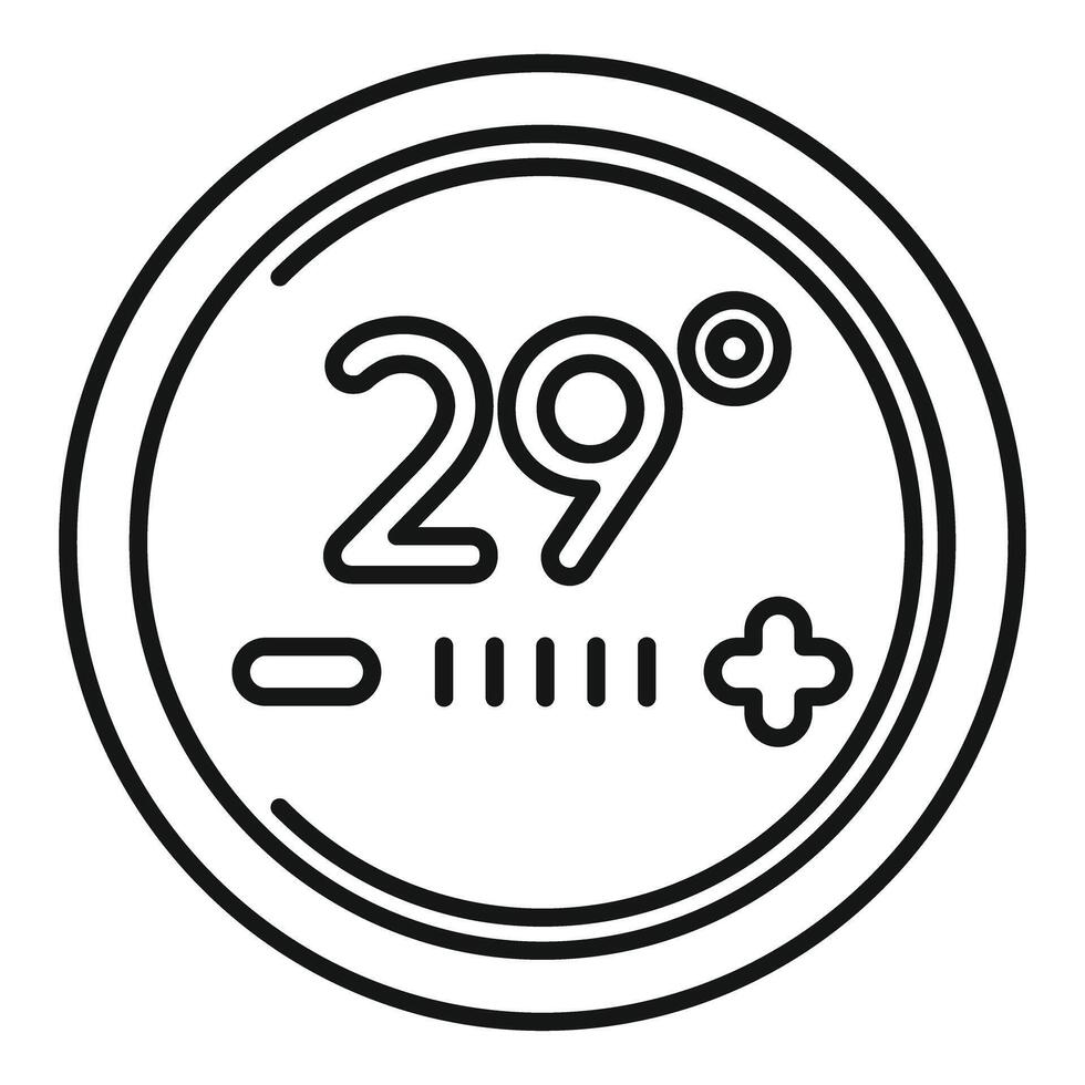 Smart thermostat line icon displaying temperature control vector