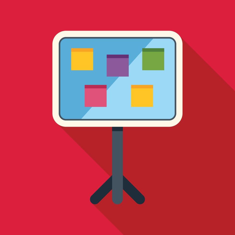 Whiteboard with sticky notes planning presentation brainstorming vector