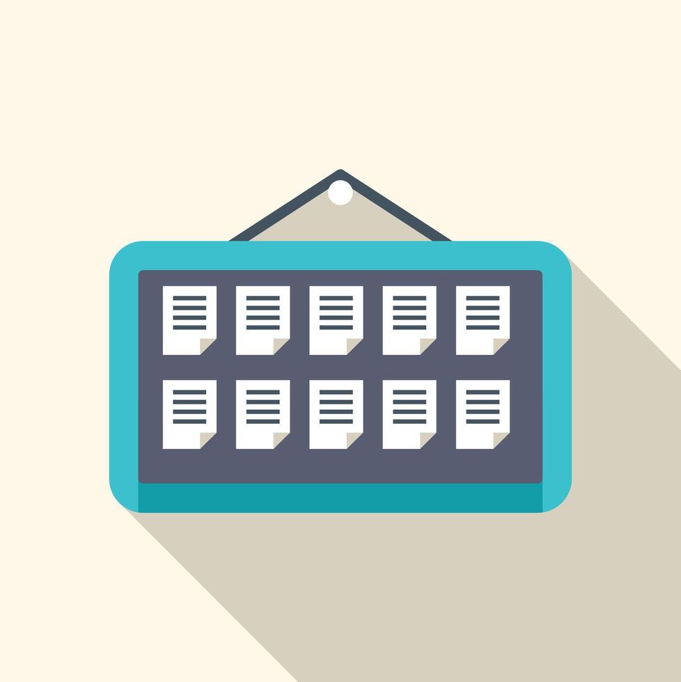Bulletin board displaying documents in flat design style vector