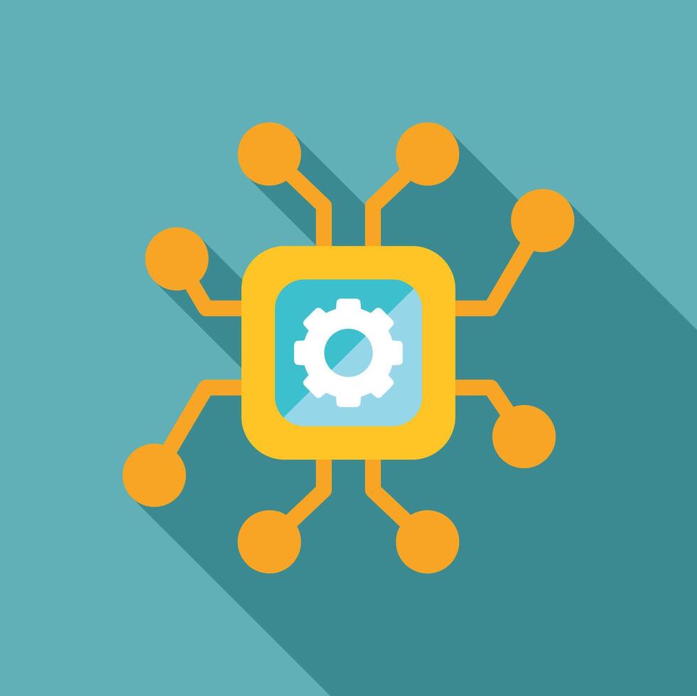 Processor chip icon representing data processing technology vector