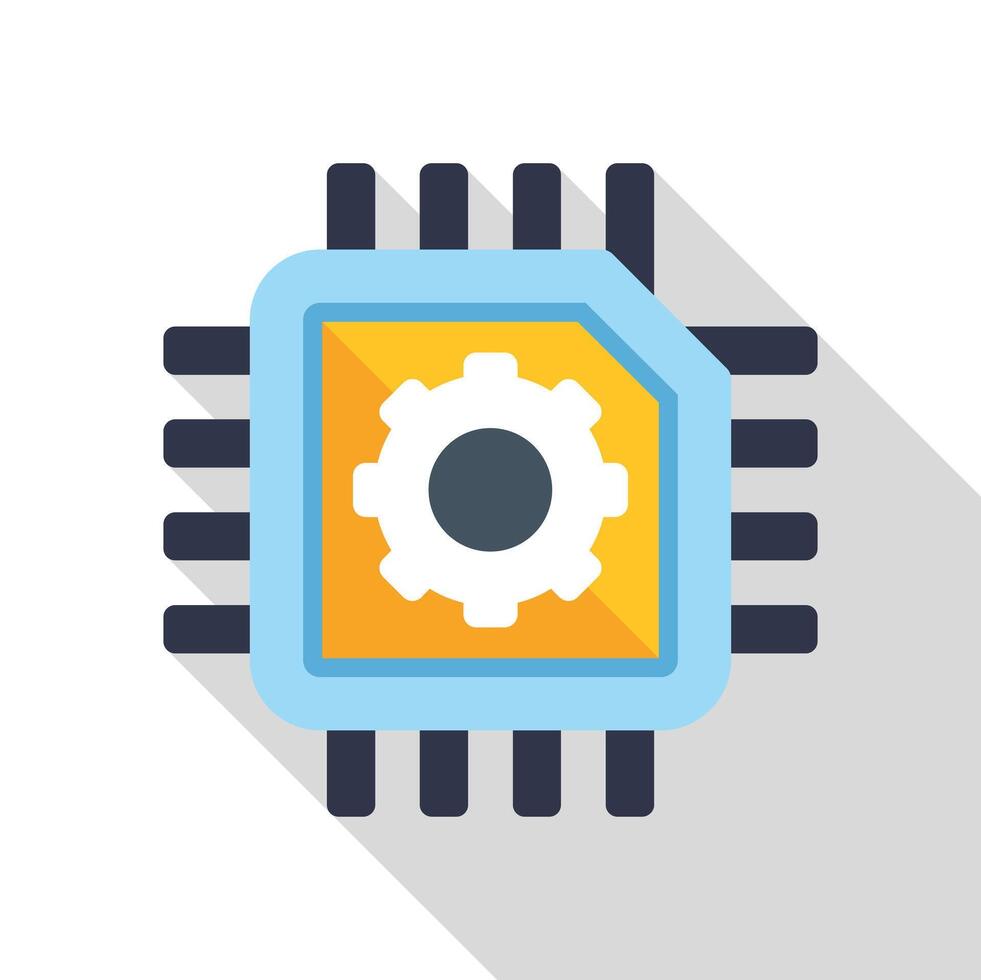 Processor processing settings flat style icon vector
