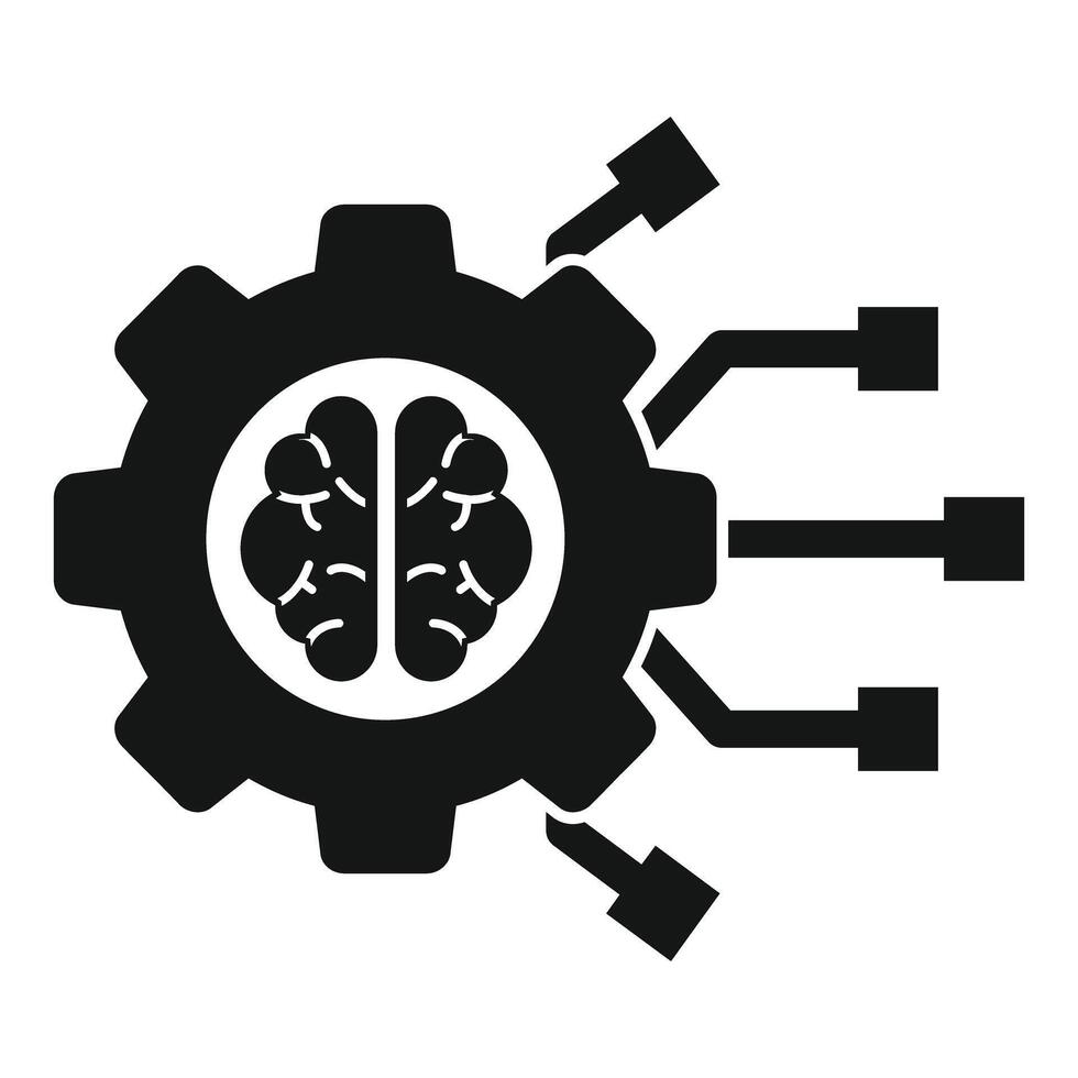Artificial intelligence brain processing data gear icon vector