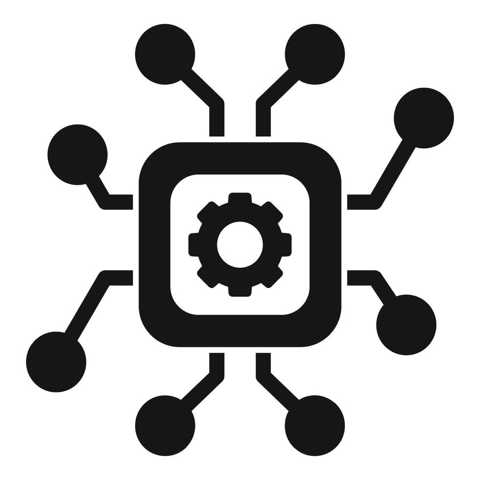 procesador engranaje icono Procesando computadora datos red vector