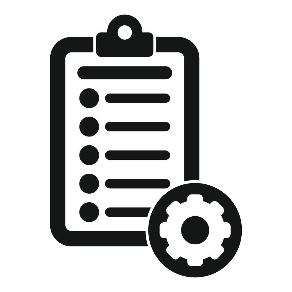 Checklist with gear icon showing task management settings vector