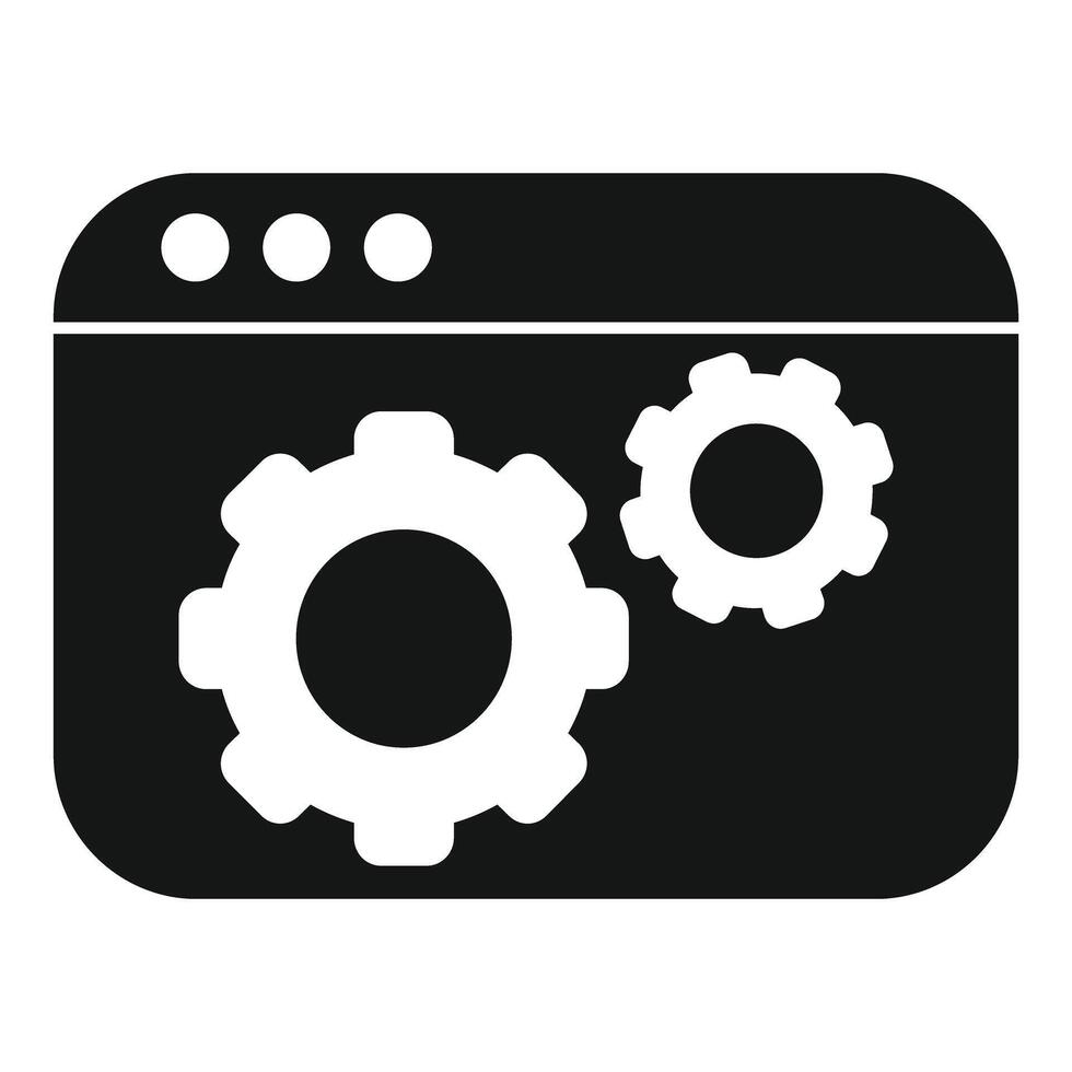 Browser window showing gears for internet settings vector