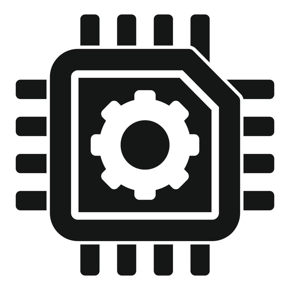 Microchip processor settings gear technology icon vector
