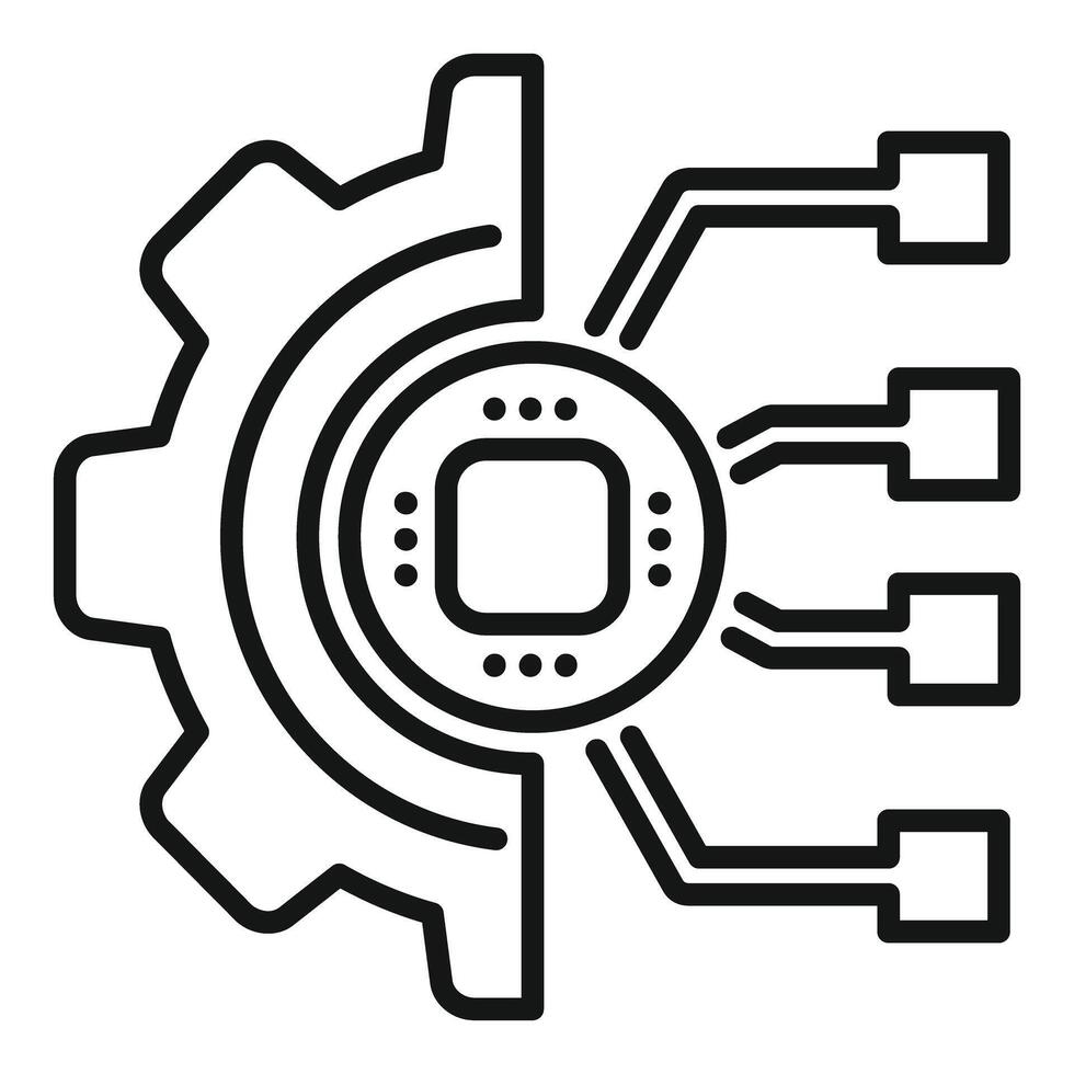 automatización Ingenieria conectando engranaje y pastilla datos vector