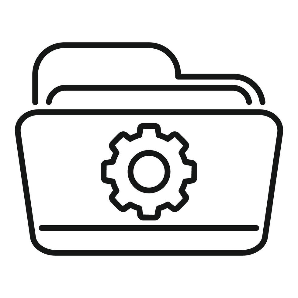 Folder icon showing gear settings for data management vector