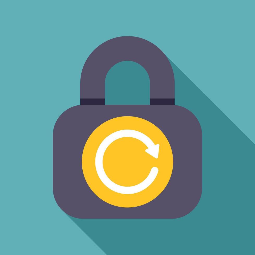 Padlock icon with refresh symbol representing password reset vector