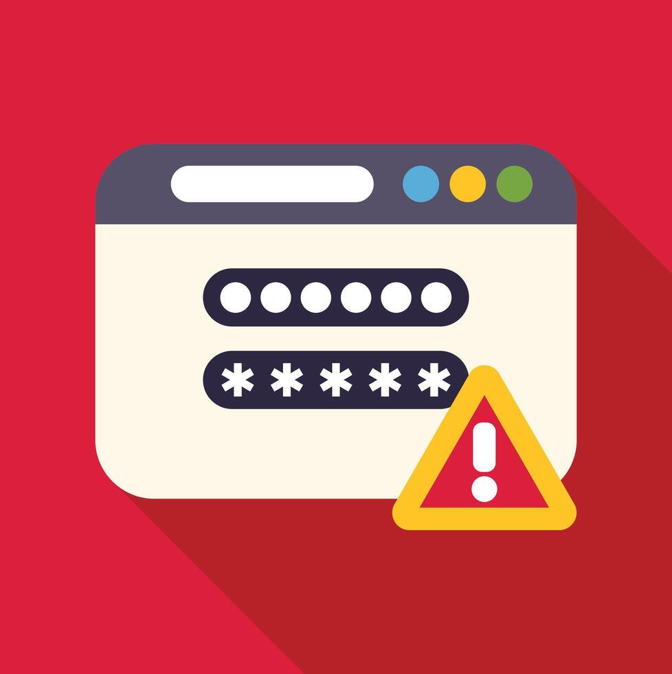 Browser window showing password security error warning vector