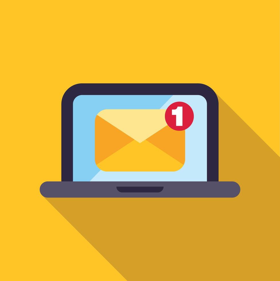 Laptop screen displaying unread email notification message vector