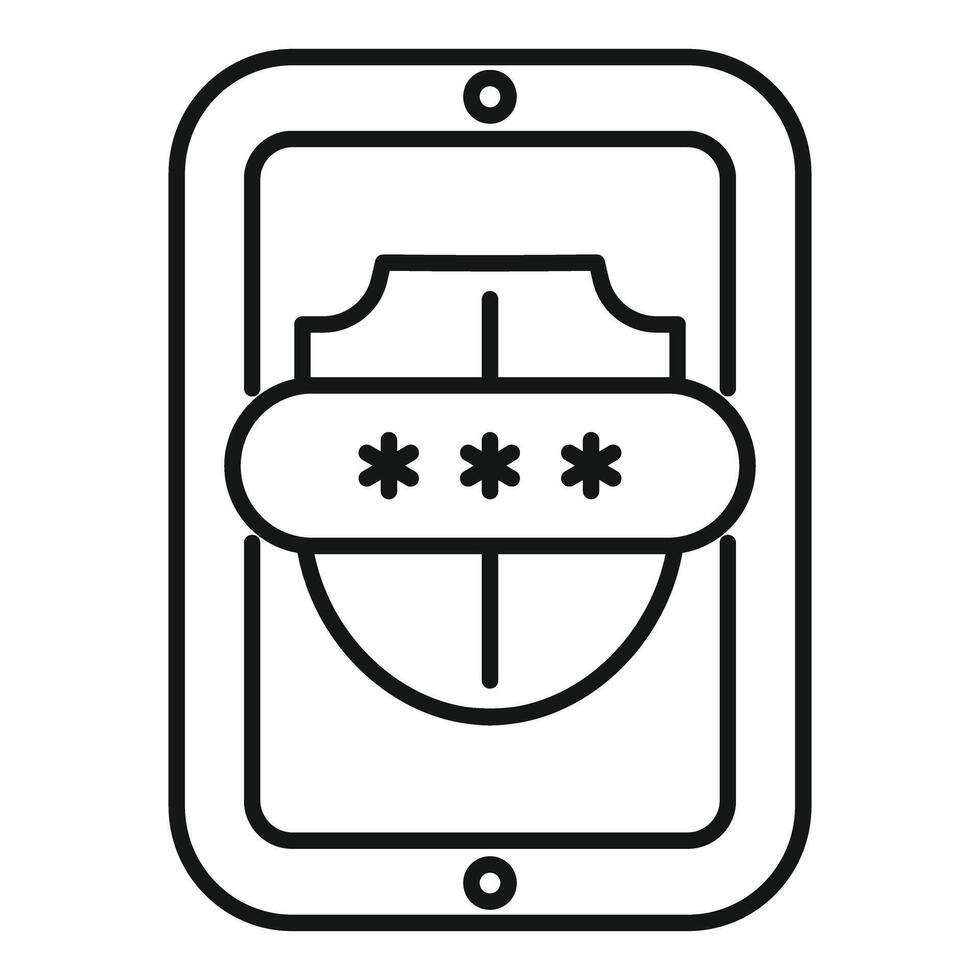 Smartphone displaying password and security shield icon vector
