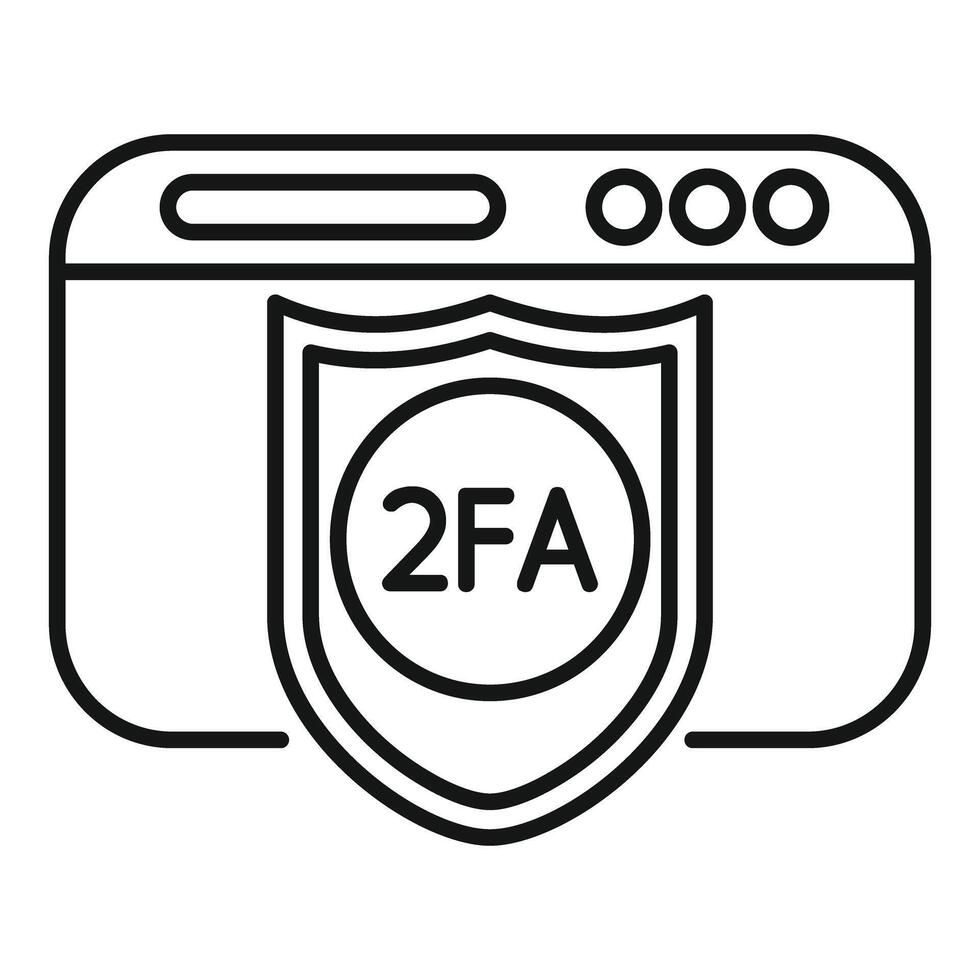 Browser window showing 2fa authentication shield icon vector