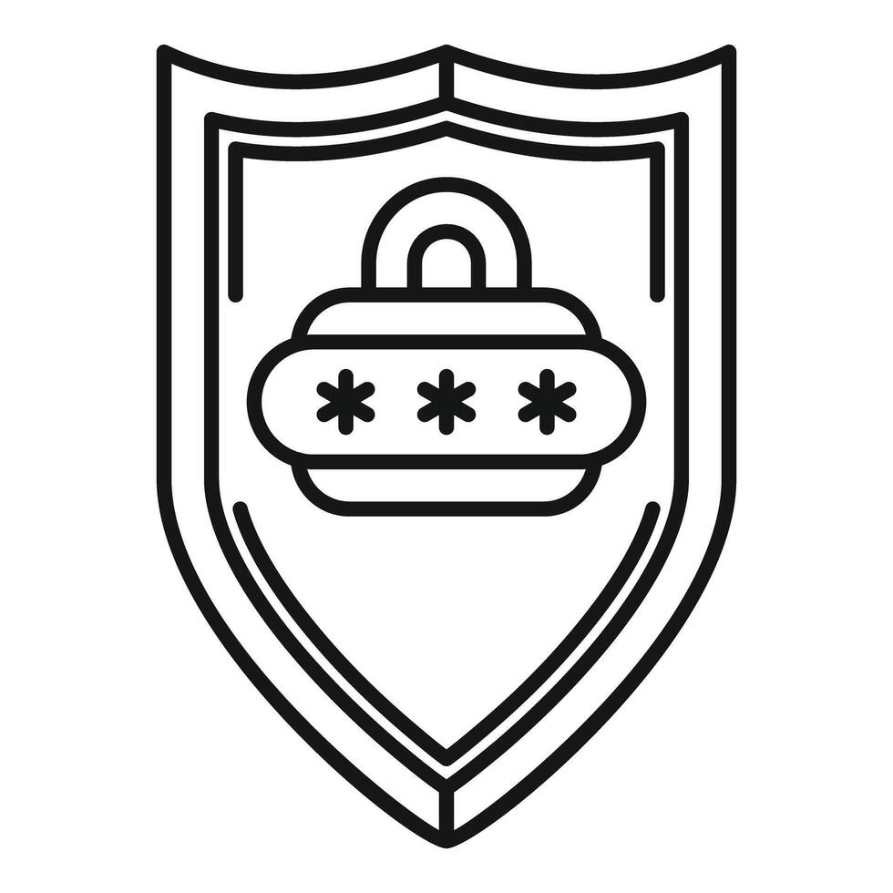 Shield protecting data password with padlock icon vector