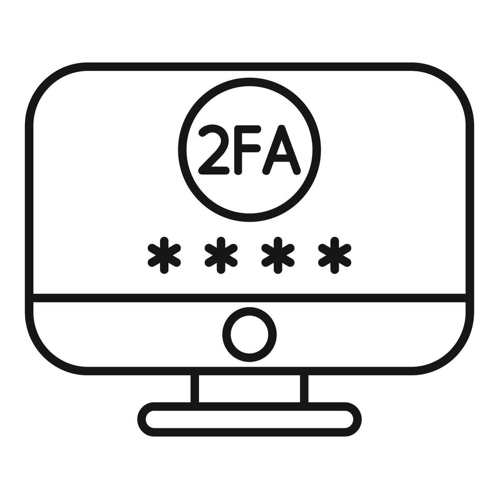 computadora monitor mostrando dos factor autenticación seguridad iniciar sesión vector