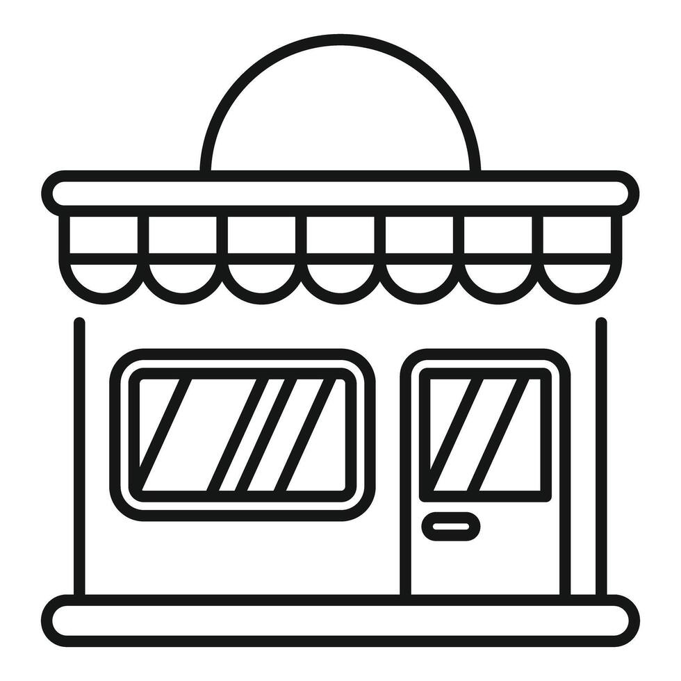 Store building front with awning line icon vector