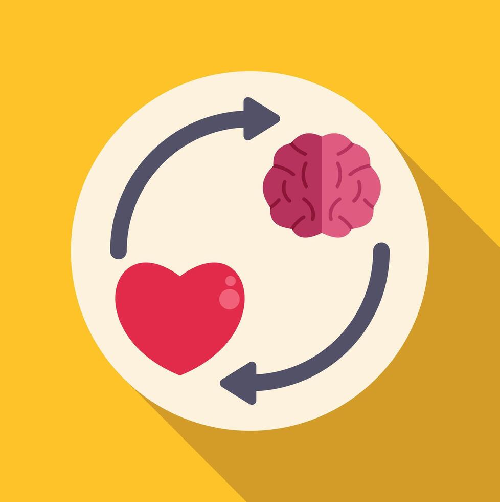 Heart and brain connecting in a circular process vector