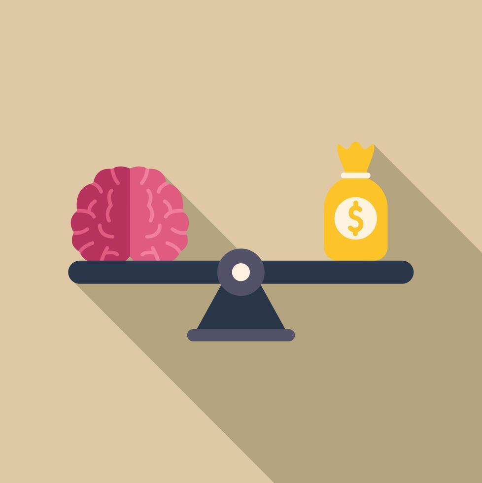 Brain and money balancing on scale choosing prioritizing vector