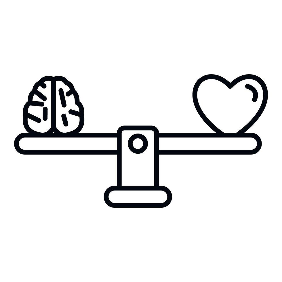 Brain and heart balancing on a scale concept vector