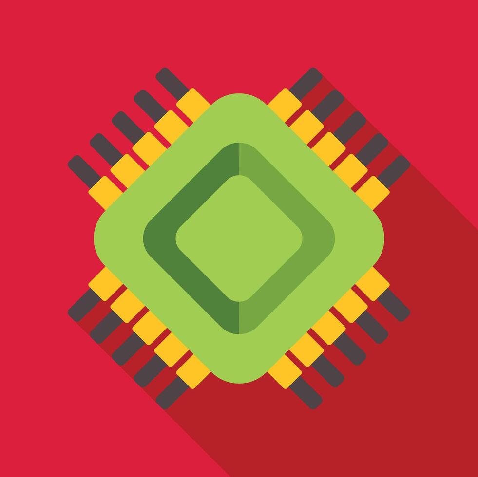 Cpu microchip processor technology flat design icon vector