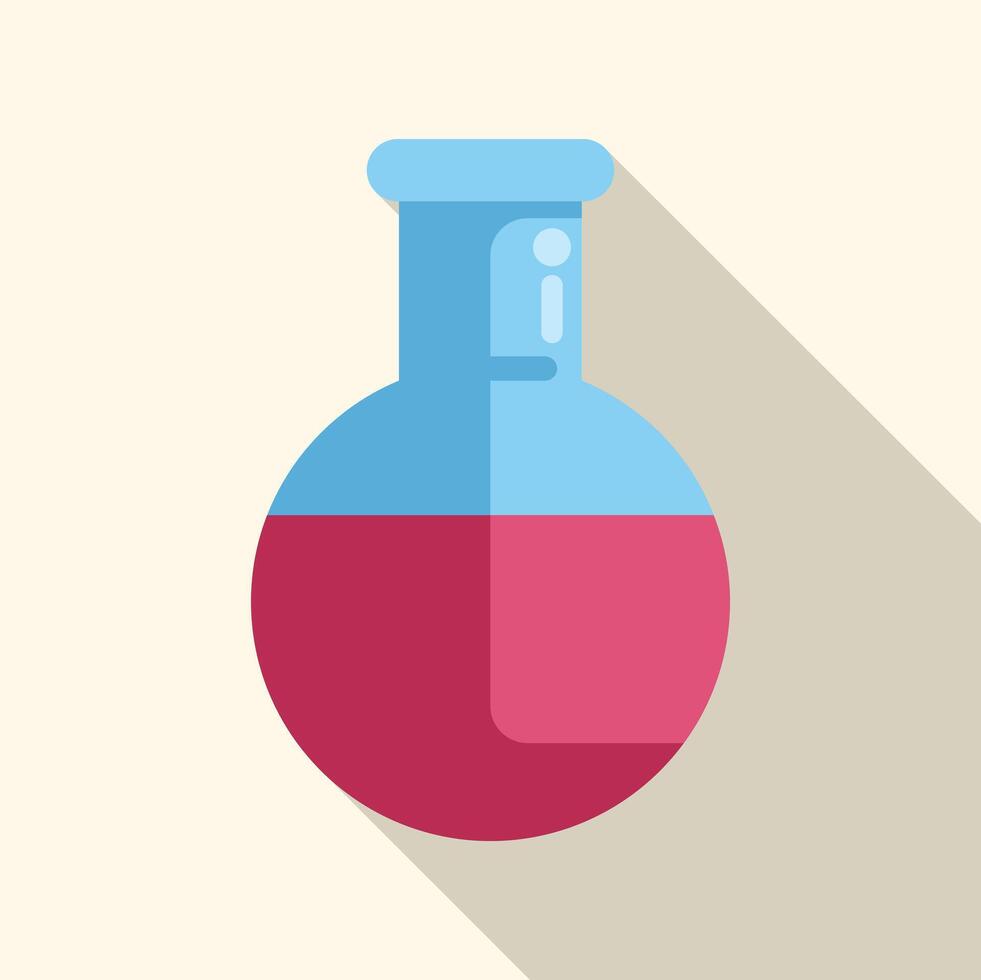 Round bottom flask with red liquid experimenting vector