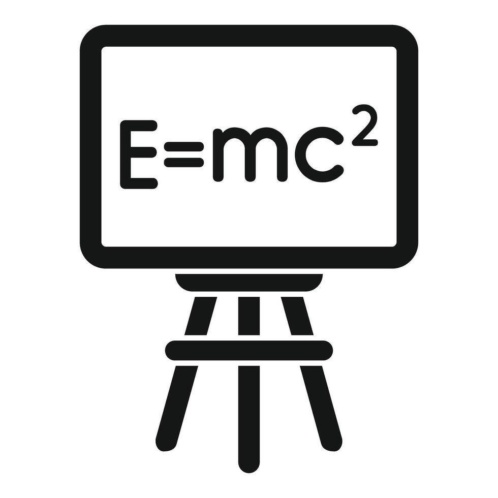Emc formula on blackboard icon showing relativity vector