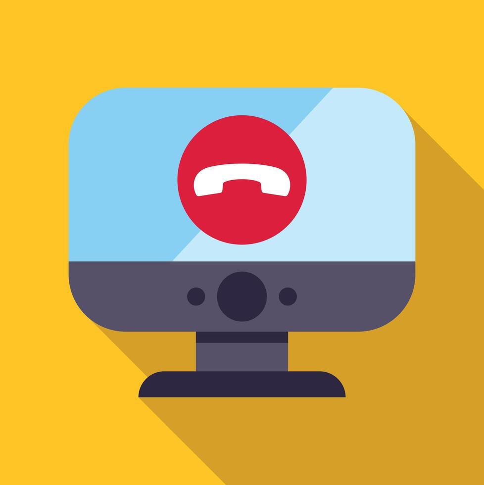 Monitor showing declined call web conference icon vector