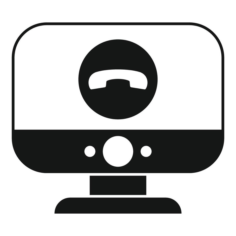 Computer monitor displaying call decline icon vector
