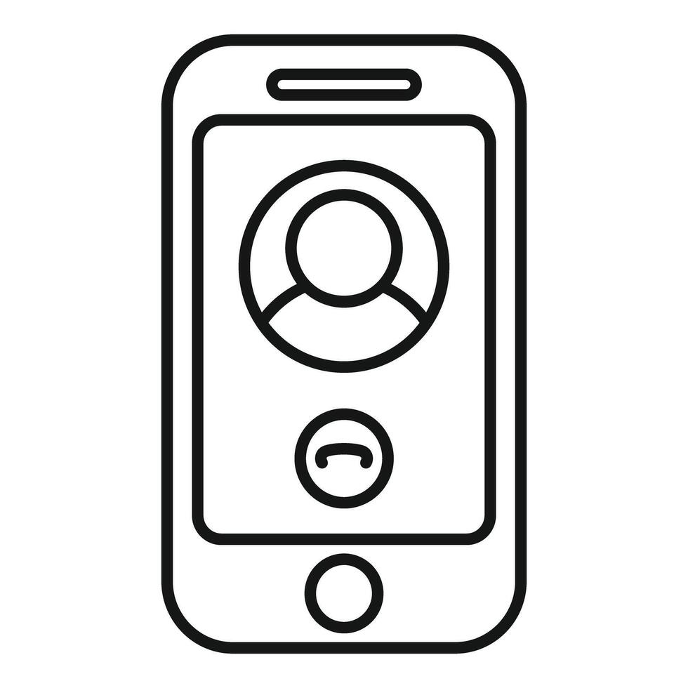 Smartphone displaying incoming call icon line art vector