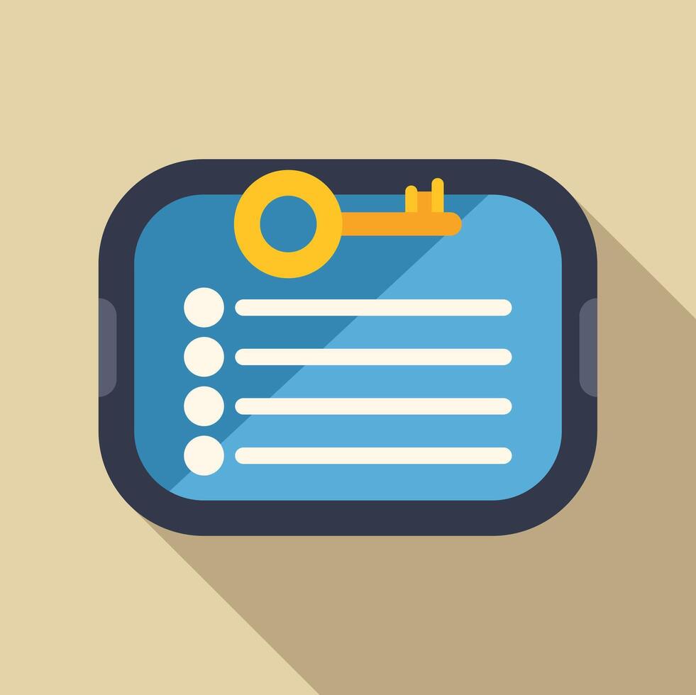 Digital access key for mobile security list vector