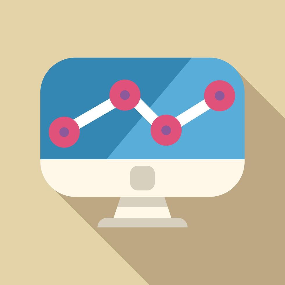 Computer monitor displaying growing financial data graph vector