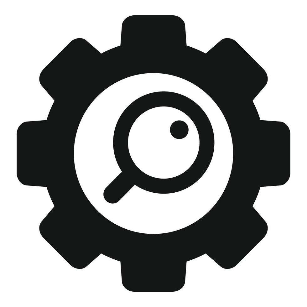 Analyzing search settings icon, optimizing digital solutions vector