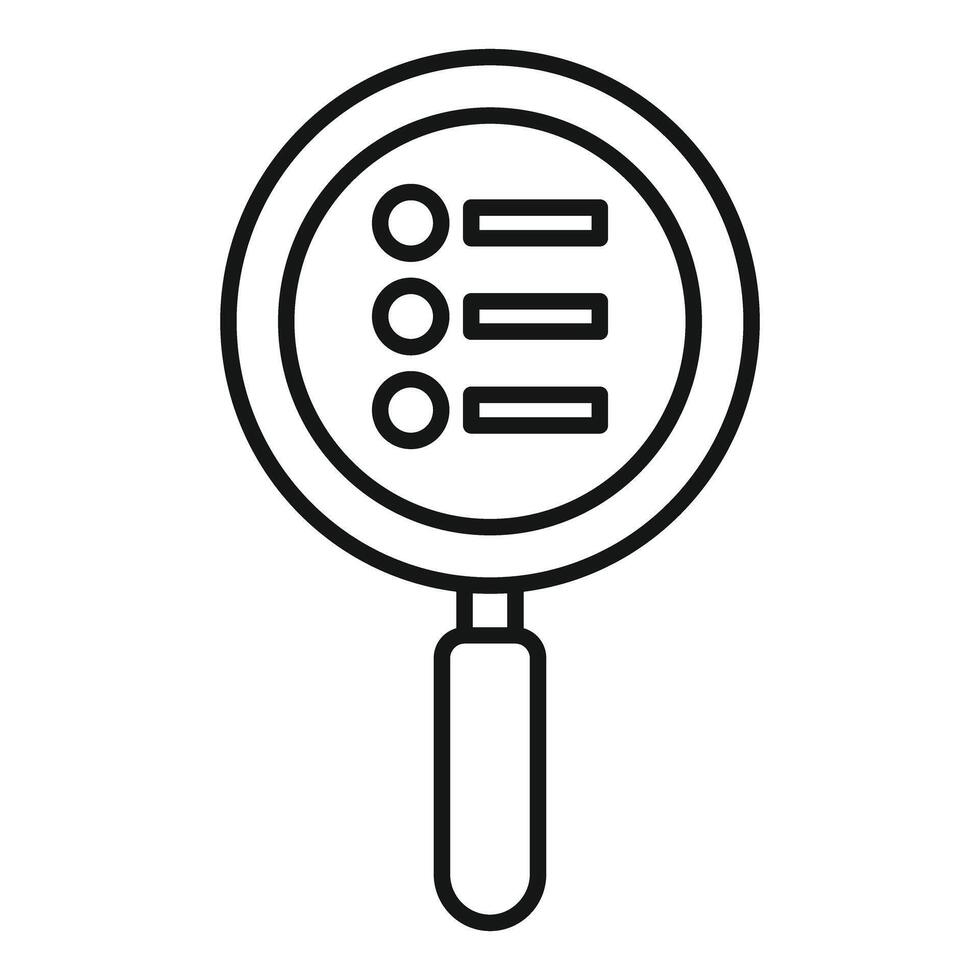 Magnifying glass searching list for data analysis vector